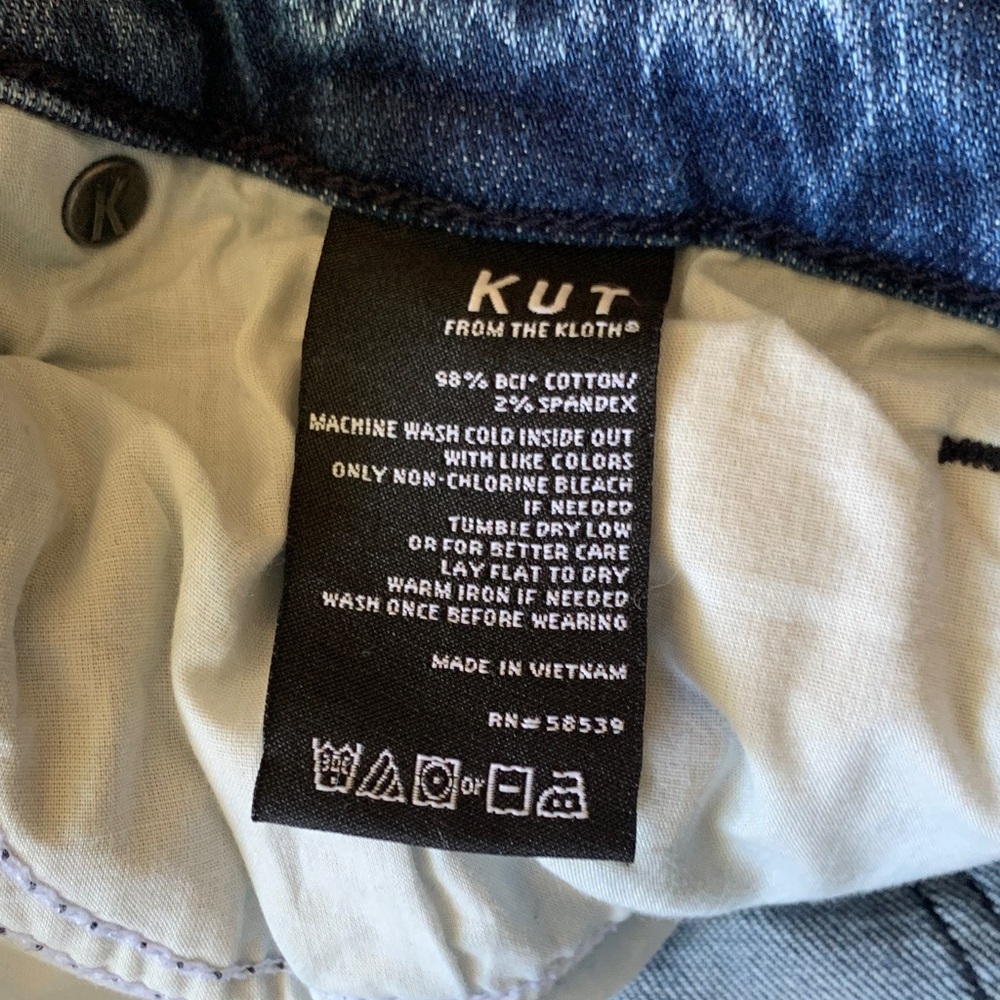 Kut From The Kloth Women’s Dark Blue Stretch Straight Leg Distressed Jeans Sz 8 - Picture 8 of 11